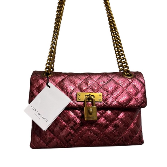 Kurt Geiger Mini Brixton Lock Bag Red Comb - Picture 2 of 13